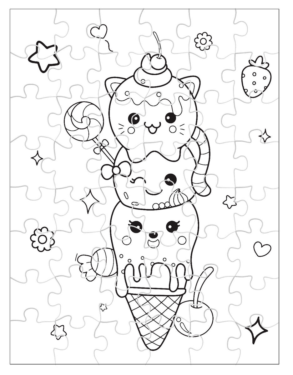Color Your Own 48 Piece Jigsaw Puzzle Kawaii Cute Ice Cream Pals Pieces 11