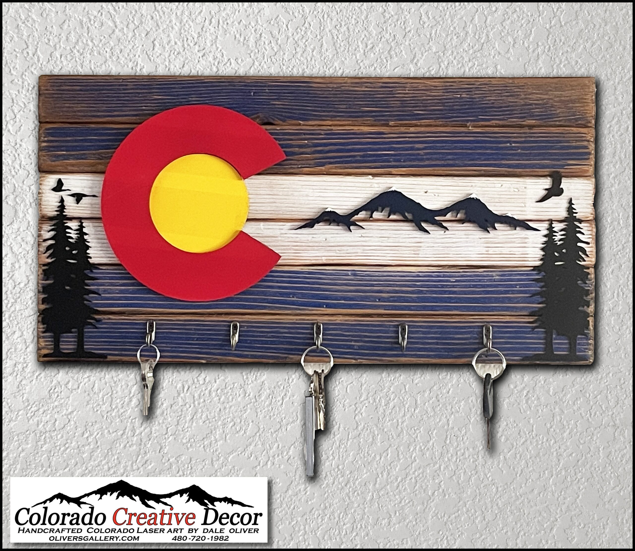 Colorado Flag Key Holder Colorado Gift Colorado Wood Flag Colorado Mountain Wall Art Etsy