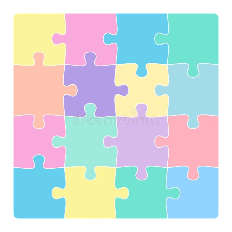 Colorful 4x4 Jigsaw Puzzle Template Isolated On White Stock Vector Illustration Of Isolated Lines 179526554