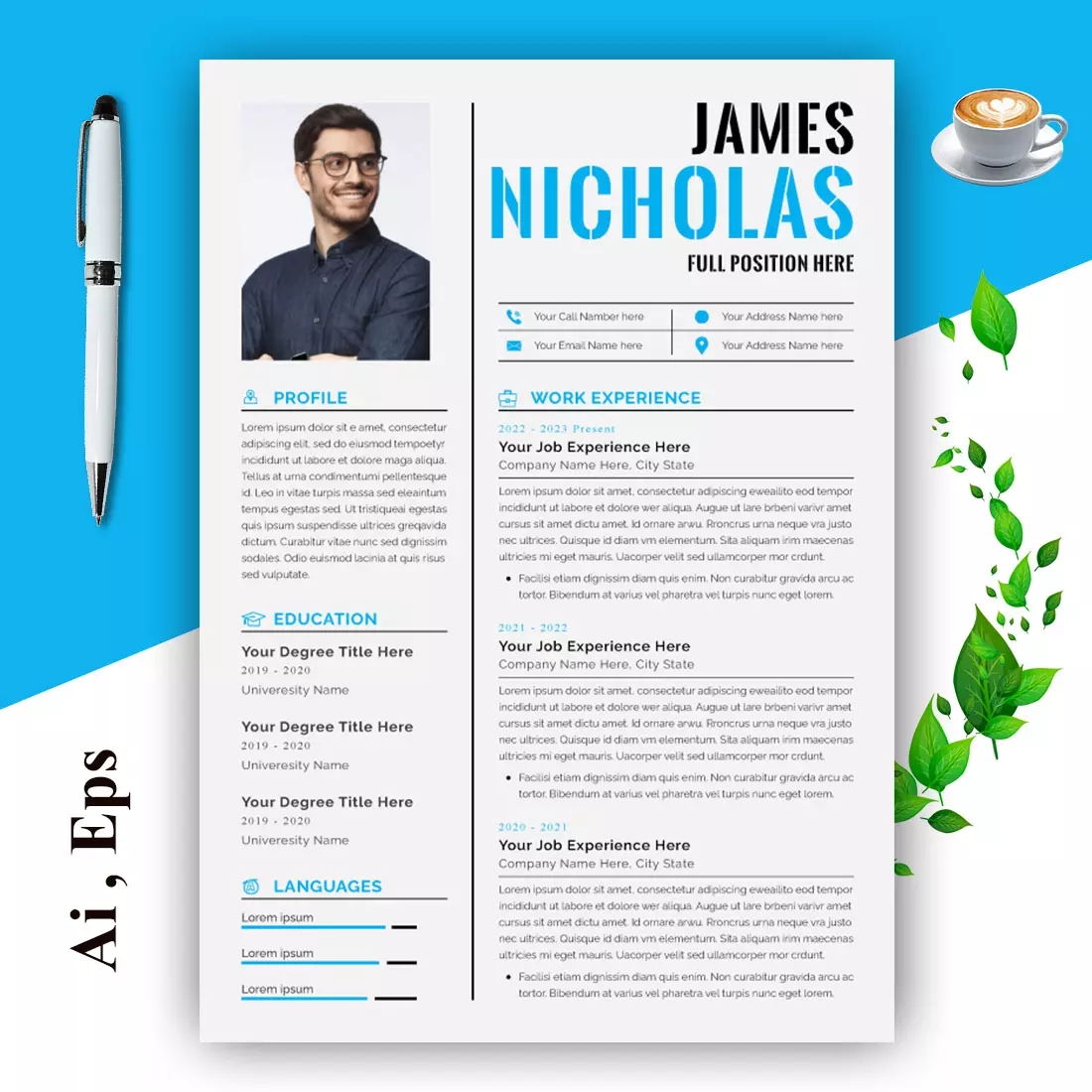 Colorful CV Template And Resume Design Layout