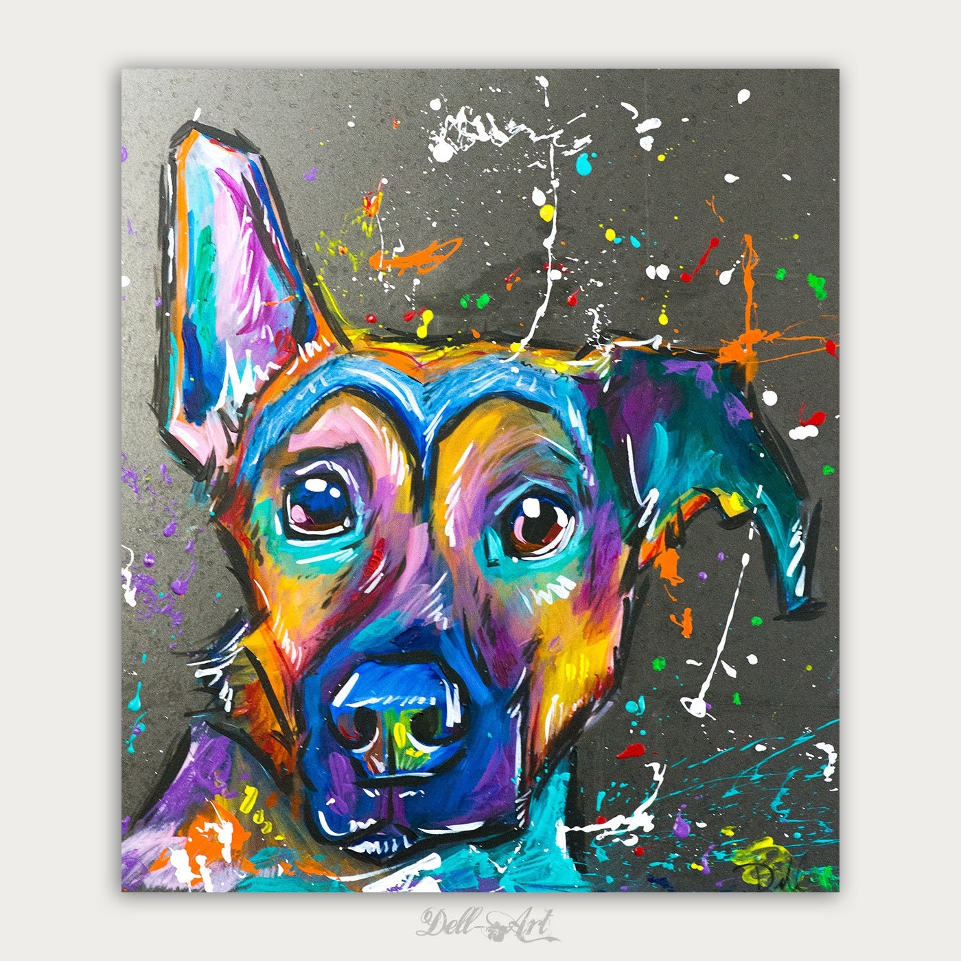 Colorful Dog Art Custom Dog Paintings Pet Portrait Acrylic On Canvas Wall Decor Home Decor Etsy Australia