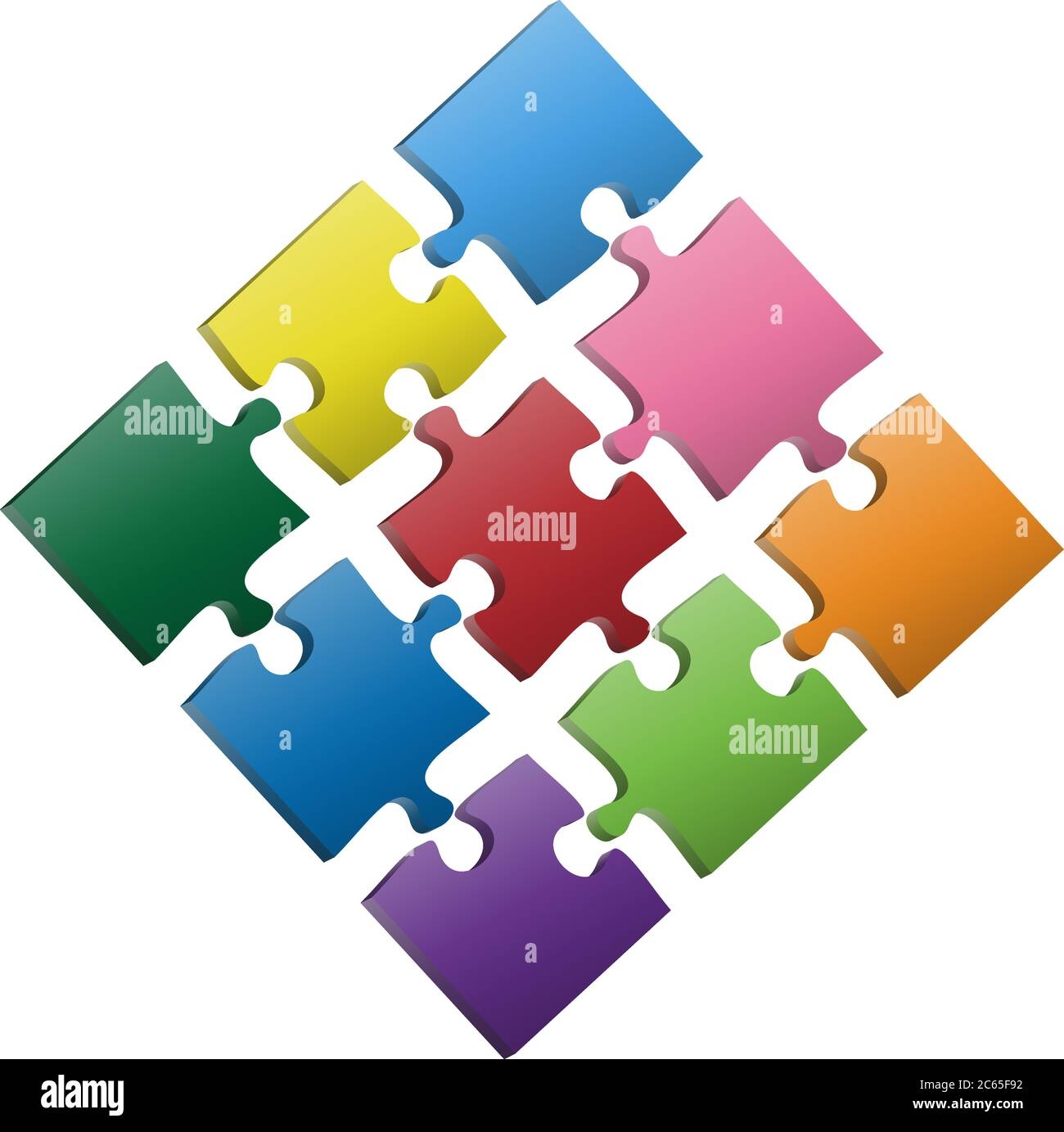Colorful Jigsaw Puzzle Pieces 3 X 3 Template Vector Illustration Stock Vector Image U0026 Art Alamy