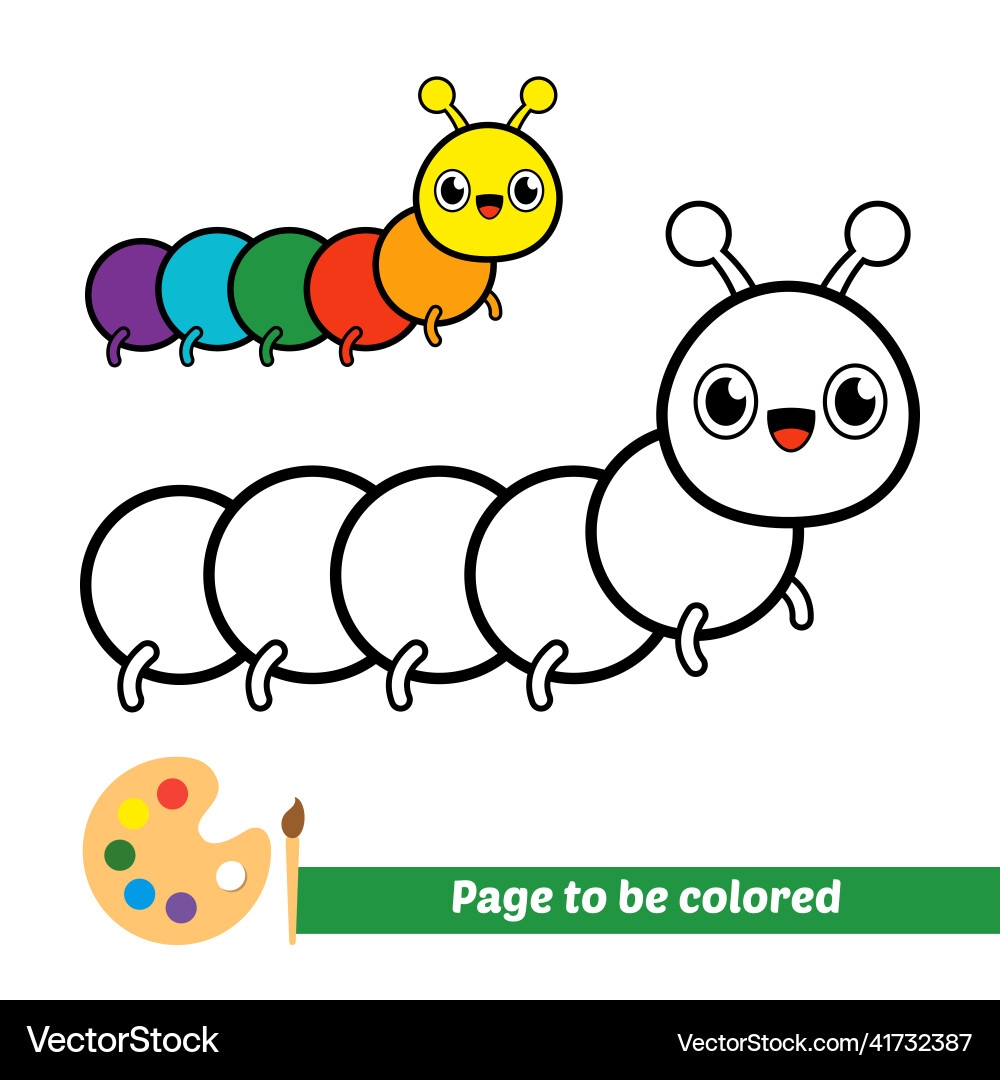 Coloring Book For Kids Caterpillar Royalty Free Vector Image