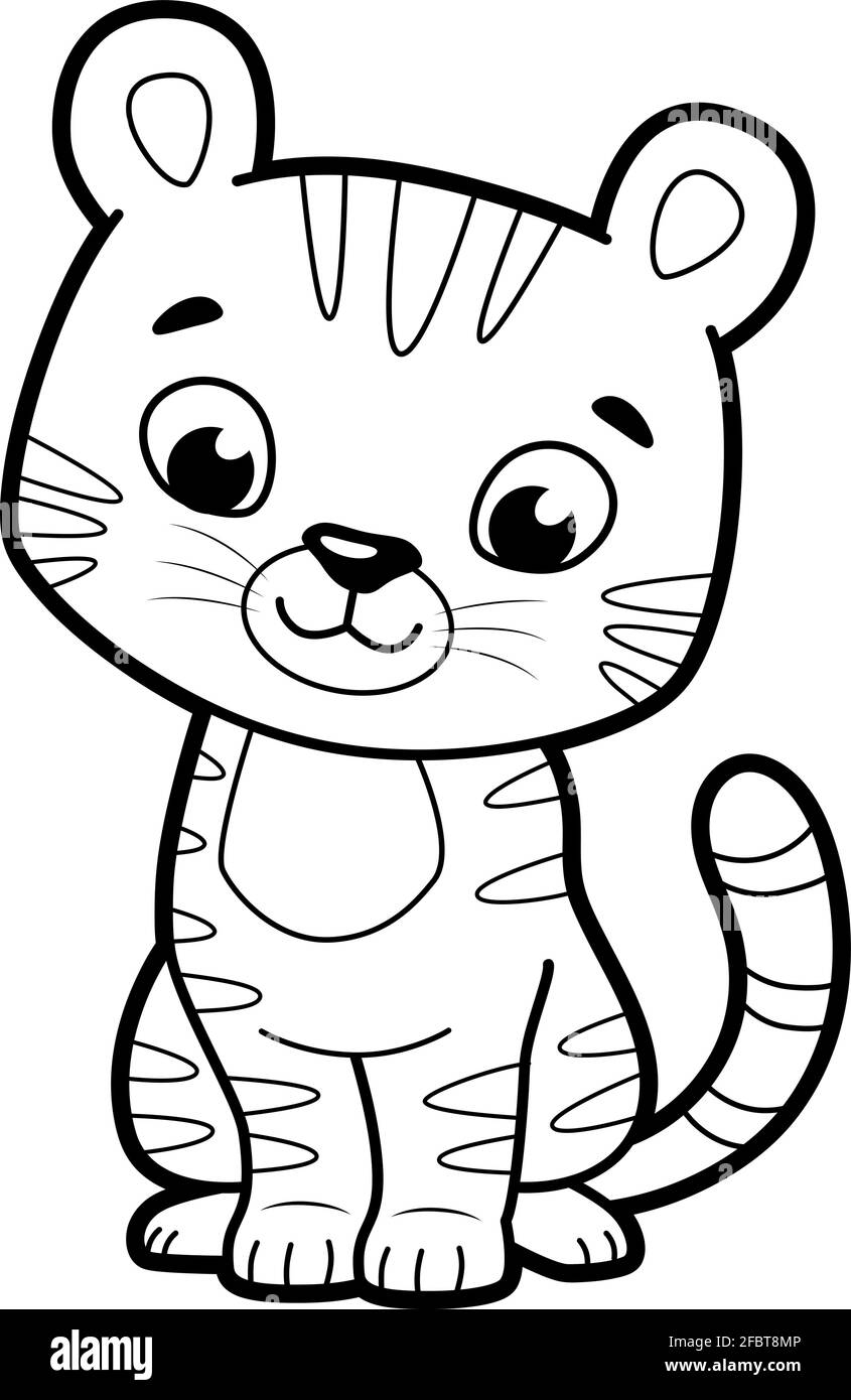 Coloring Book Or Page For Kids Tiger Black And White Vector Illustration Stock Vector Image U0026 Art Alamy