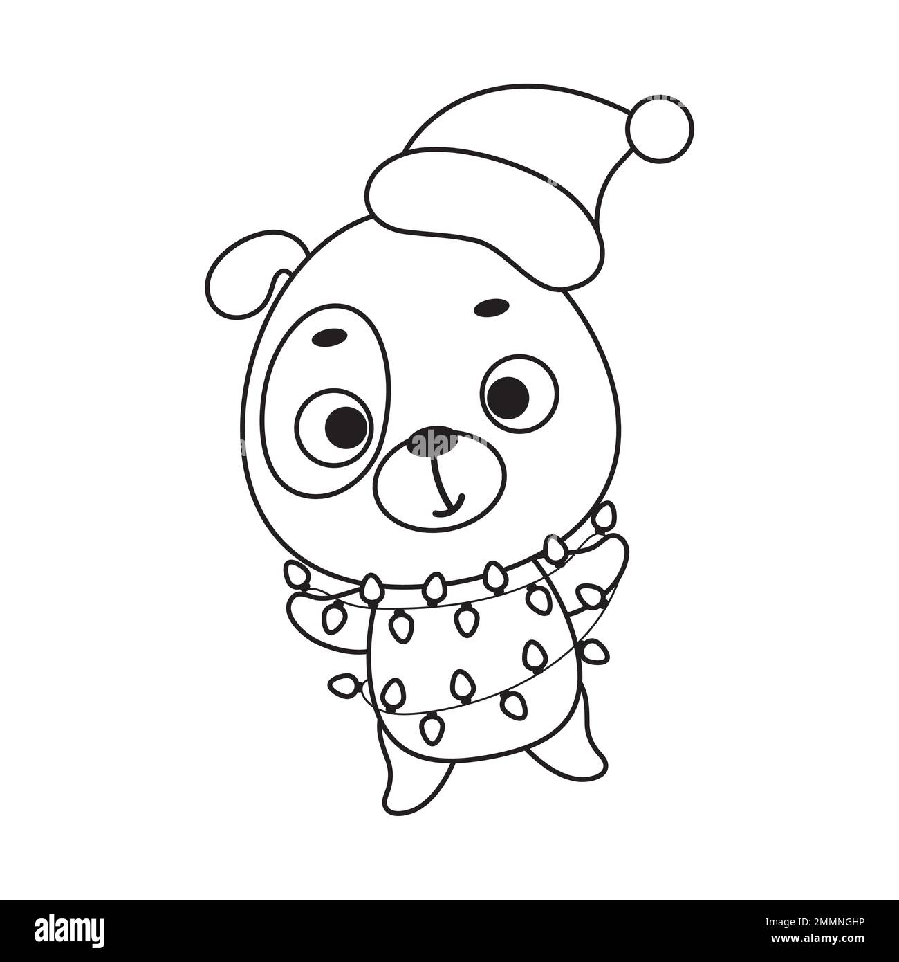 Coloring Page Cute Christmas Dog With Garland Coloring Book For Kids Edudogional Activity For Preschool Years Kids And Toddlers With Cute Animal Ve Stock Vector Image U0026 Art Alamy