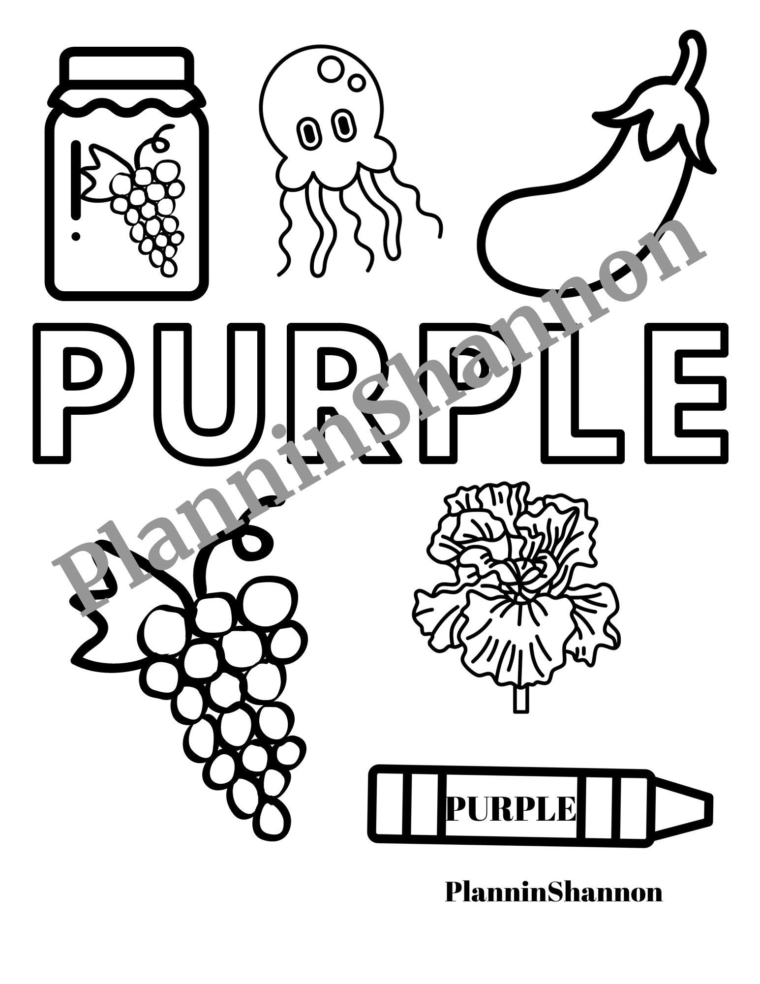 purple coloring worksheet
