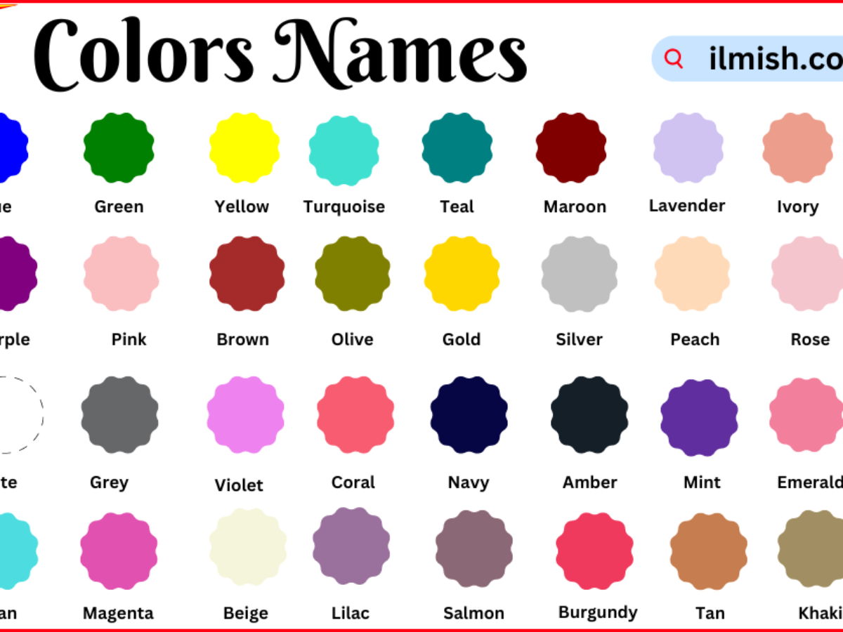 Colors Names In English And Their Pictures Ilmish