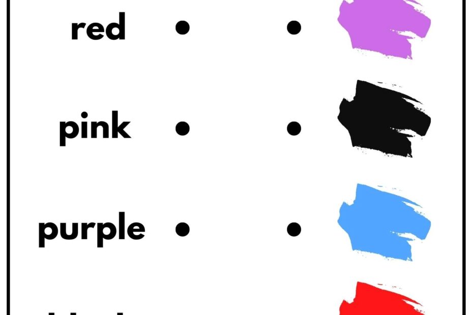 Colors Read And Match Worksheet For K5 Kindergarten And ESL PDF
