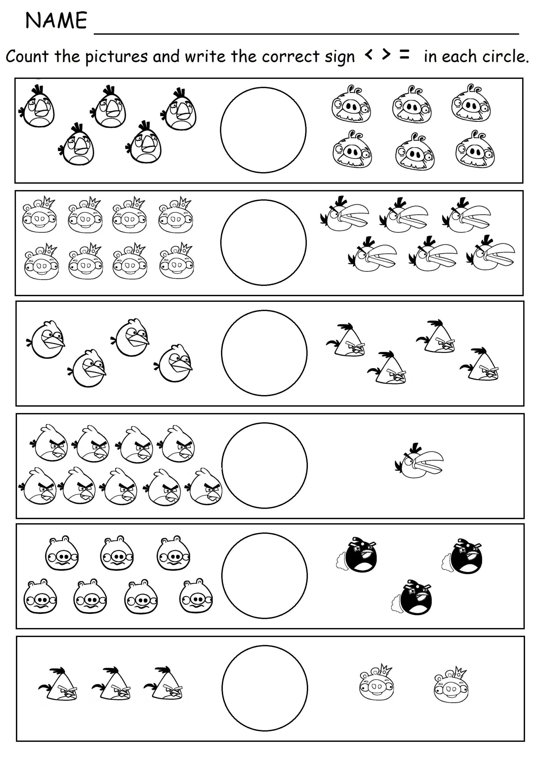 greater than less than worksheets for kindergarten