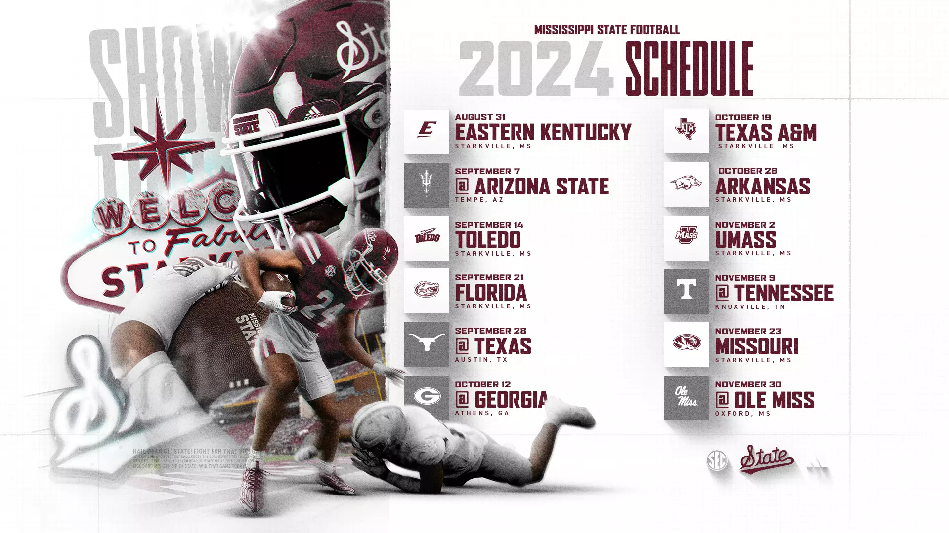 Complete 2024 Football Schedule Announced Mississippi State
