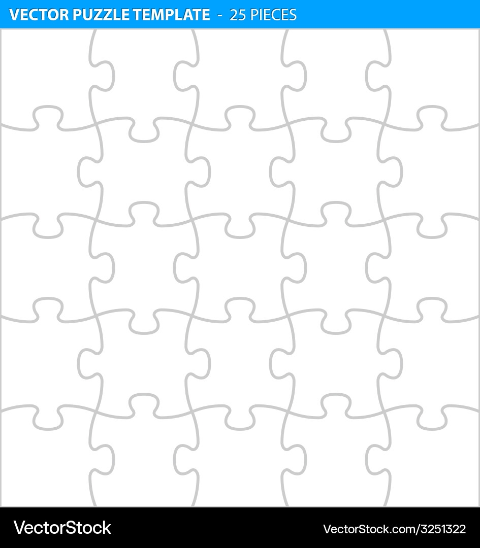 Complete Puzzle Jigsaw Template 25 Pieces Vector Image