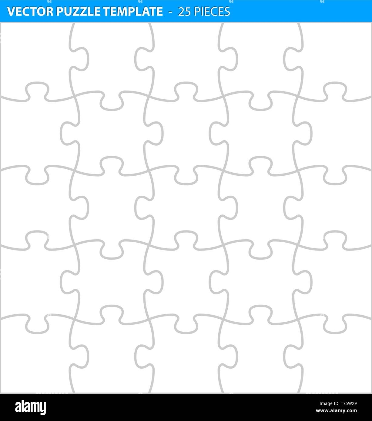 Complete Puzzle Jigsaw Template For Print 25 Pieces Stock Vector Image U0026 Art Alamy