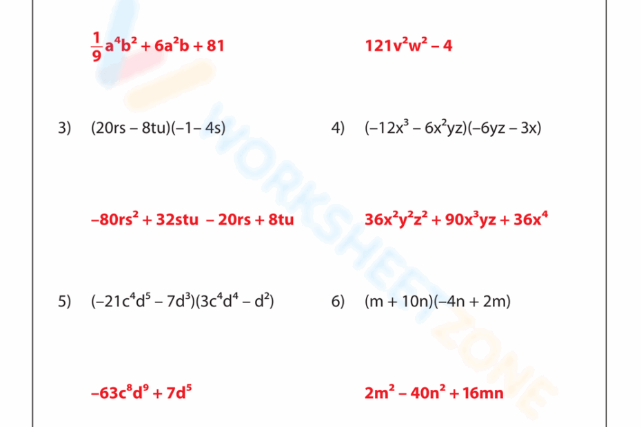 Complex Multiplying Binomials Worksheet Worksheets Library