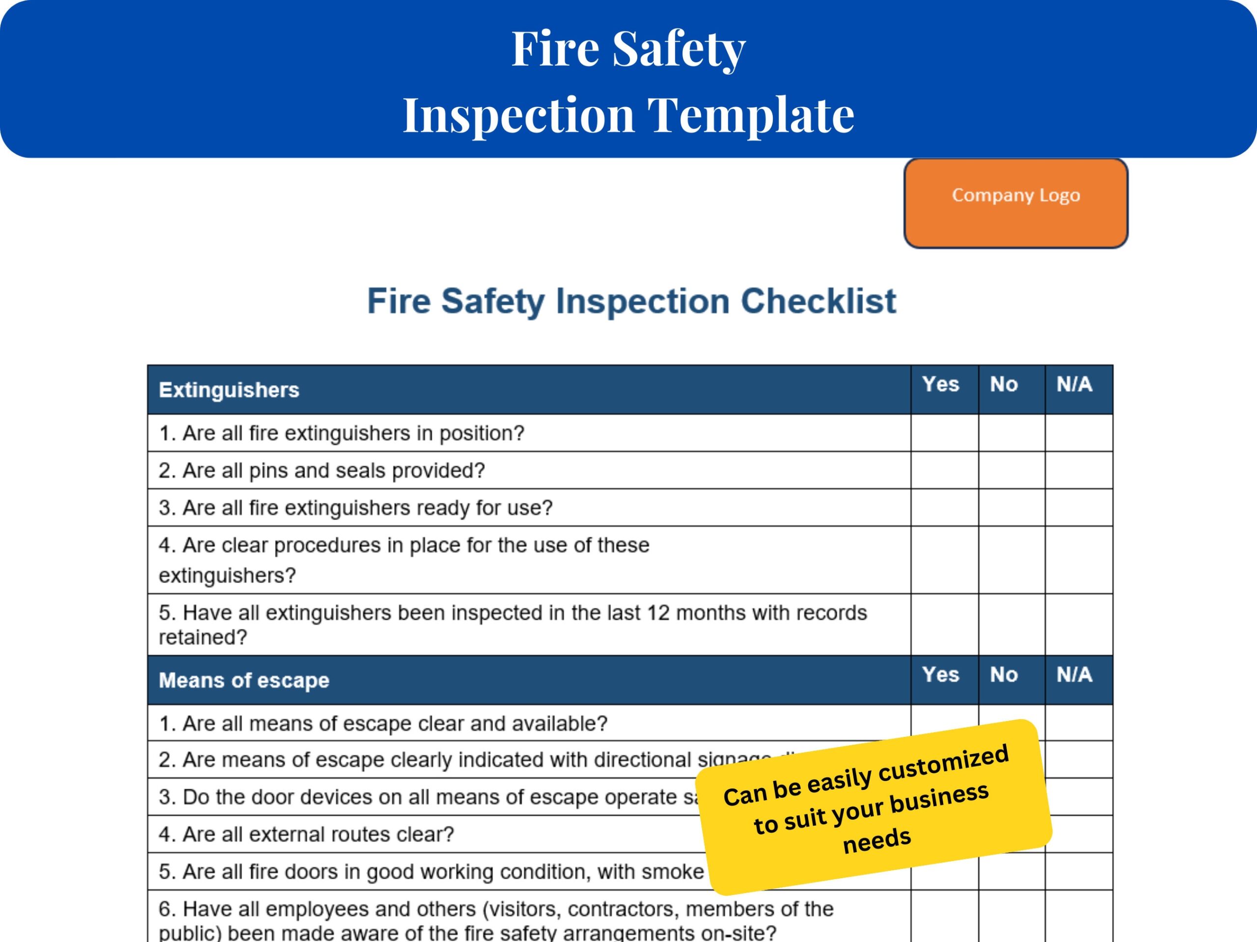 Comprehensive Fire Safety Inspection Template Word Fire Safety 