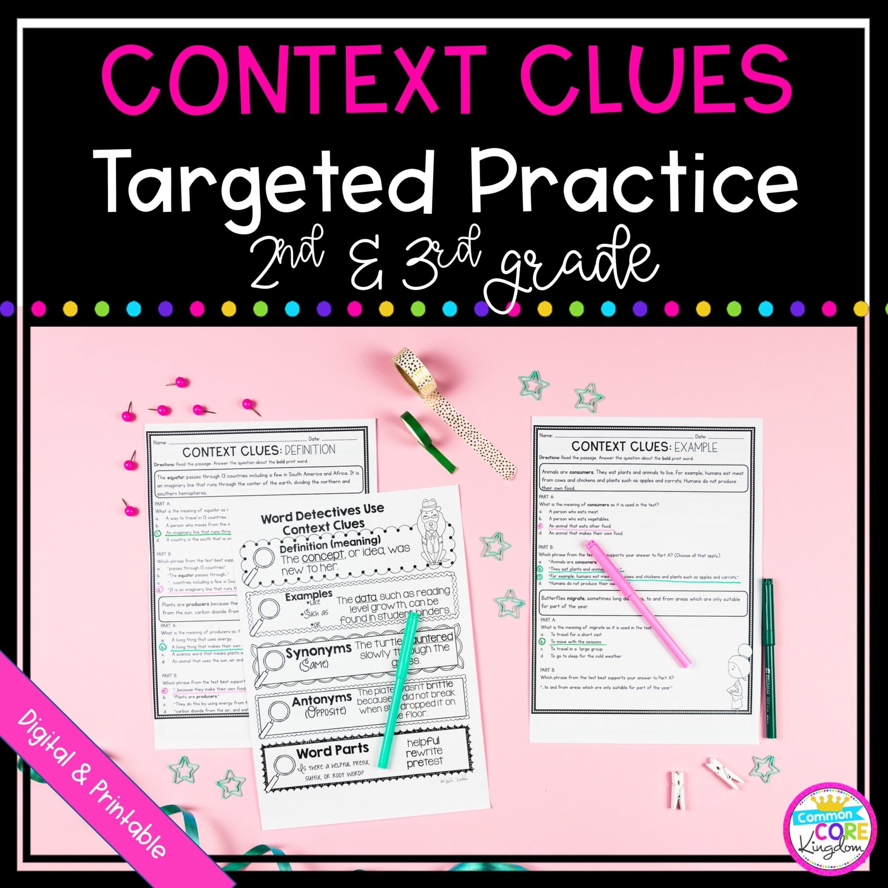 Context Clues Targeted Practice 2nd And 3rd Grade Digital U0026 Printable