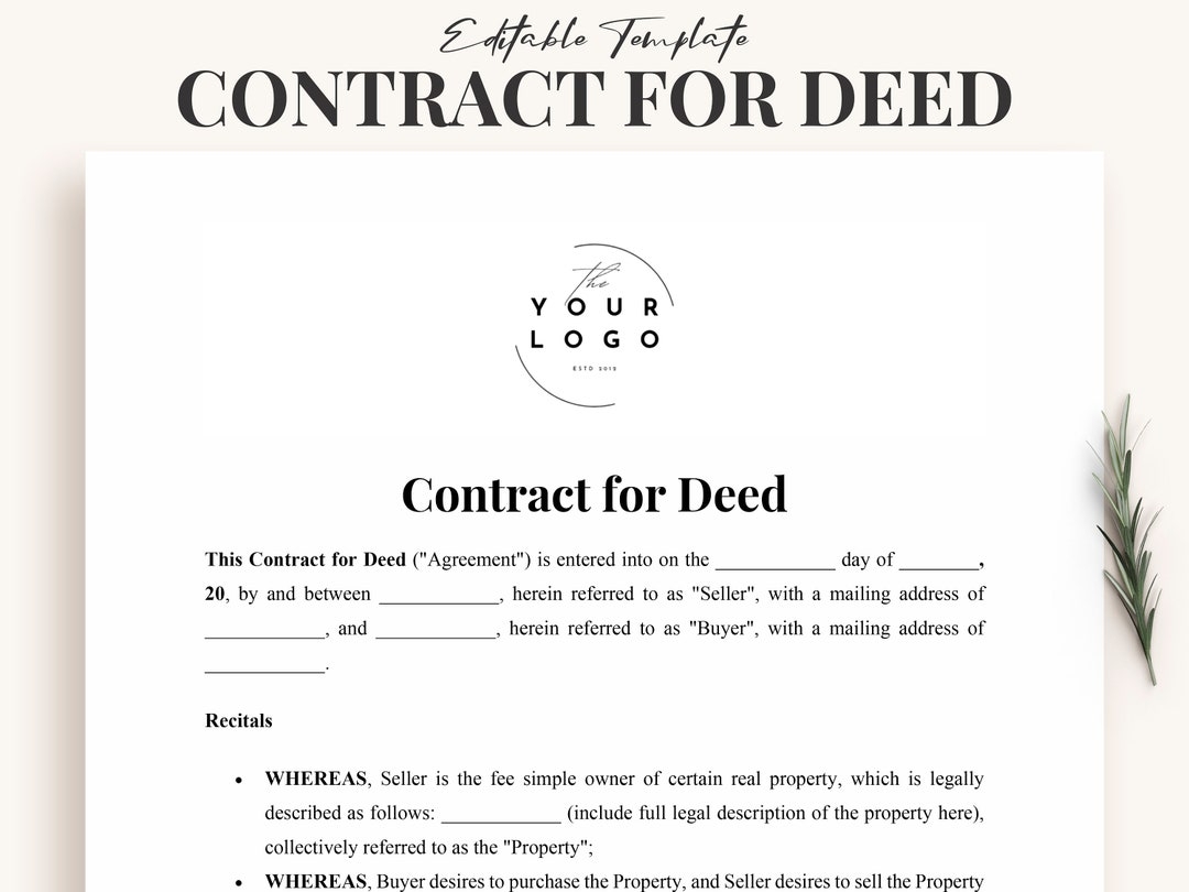free printable contract for deed template