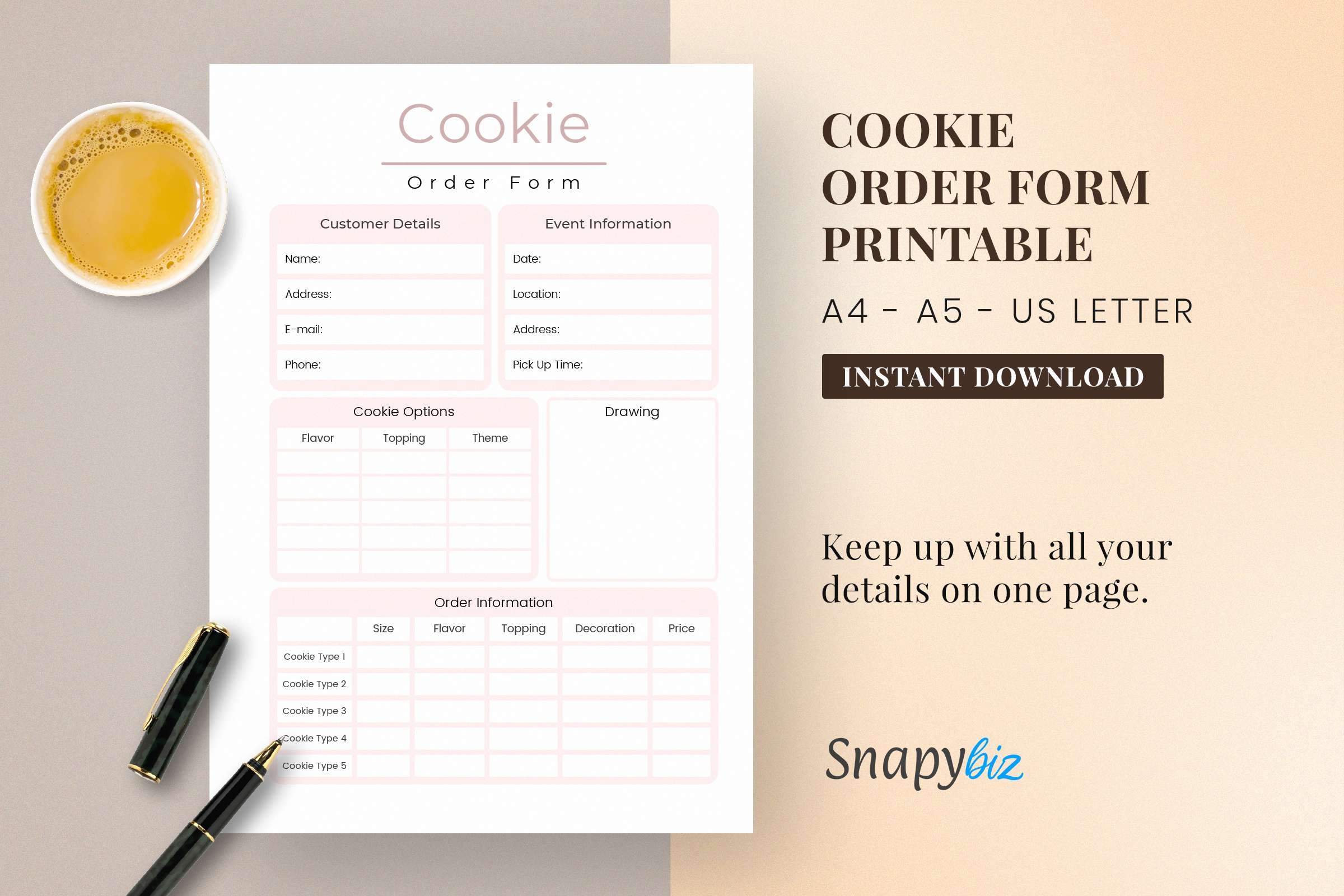 printable cookie order form template free