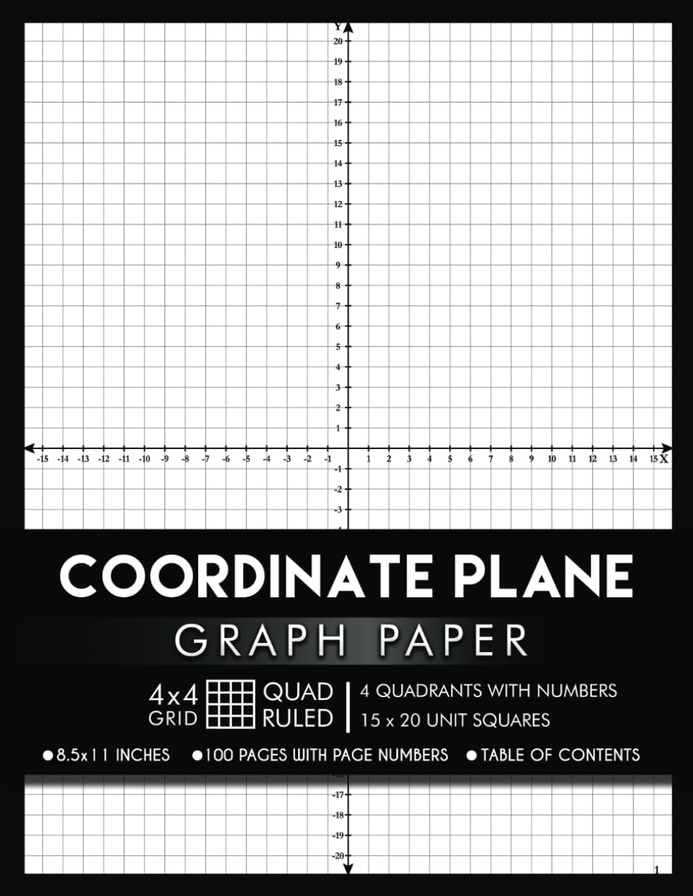 Coordinate Plane Graph Paper With XY Axis And With Numbers 4x4 
