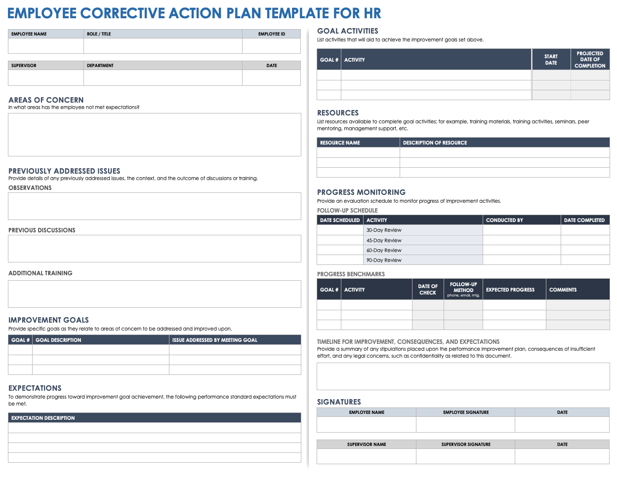 excel corrective action plan template
