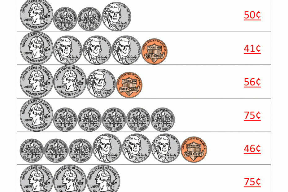 Counting Money Worksheets Up To 1