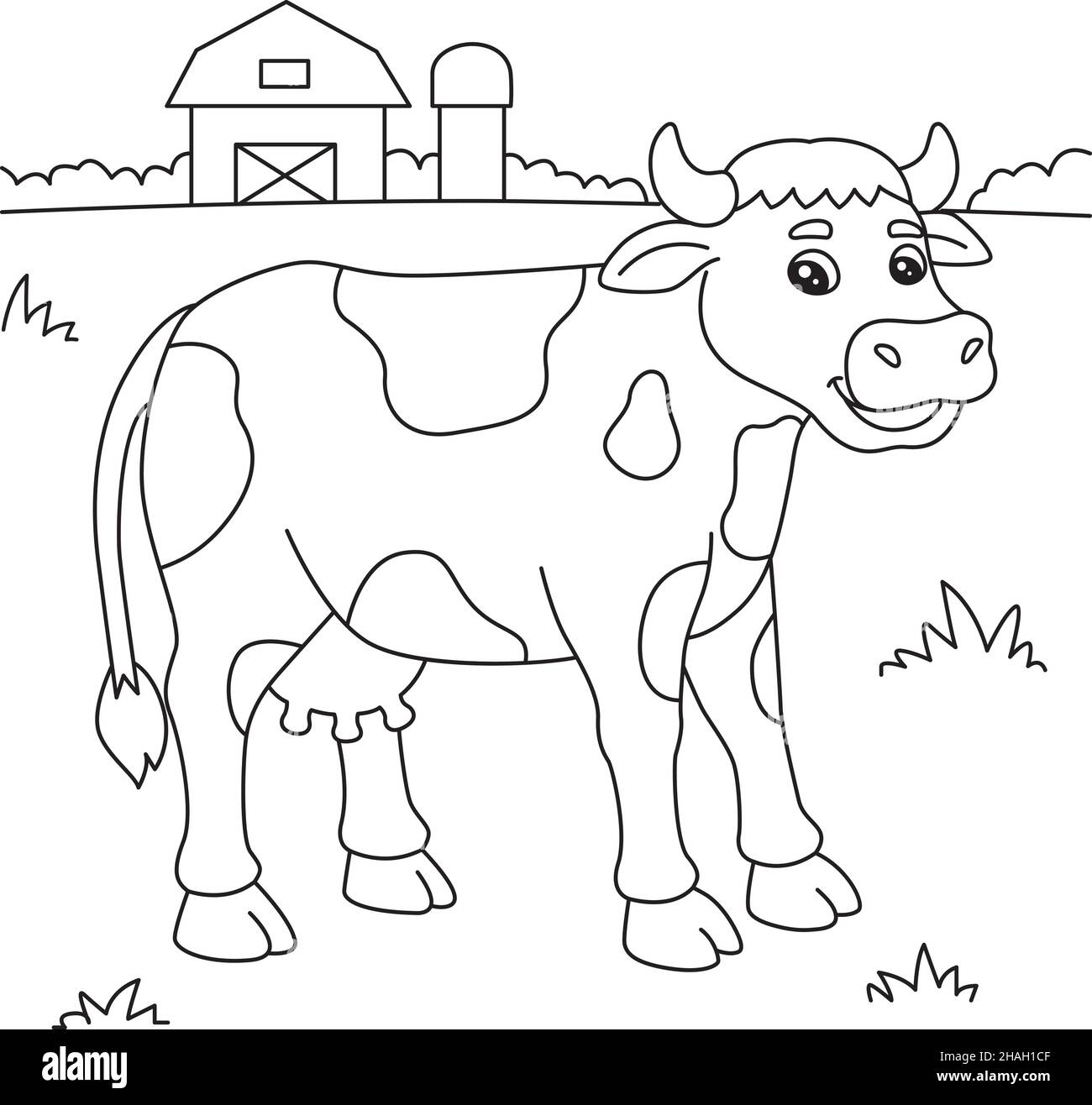 Cow Coloring Page For Kids Stock Vector Image U0026 Art Alamy