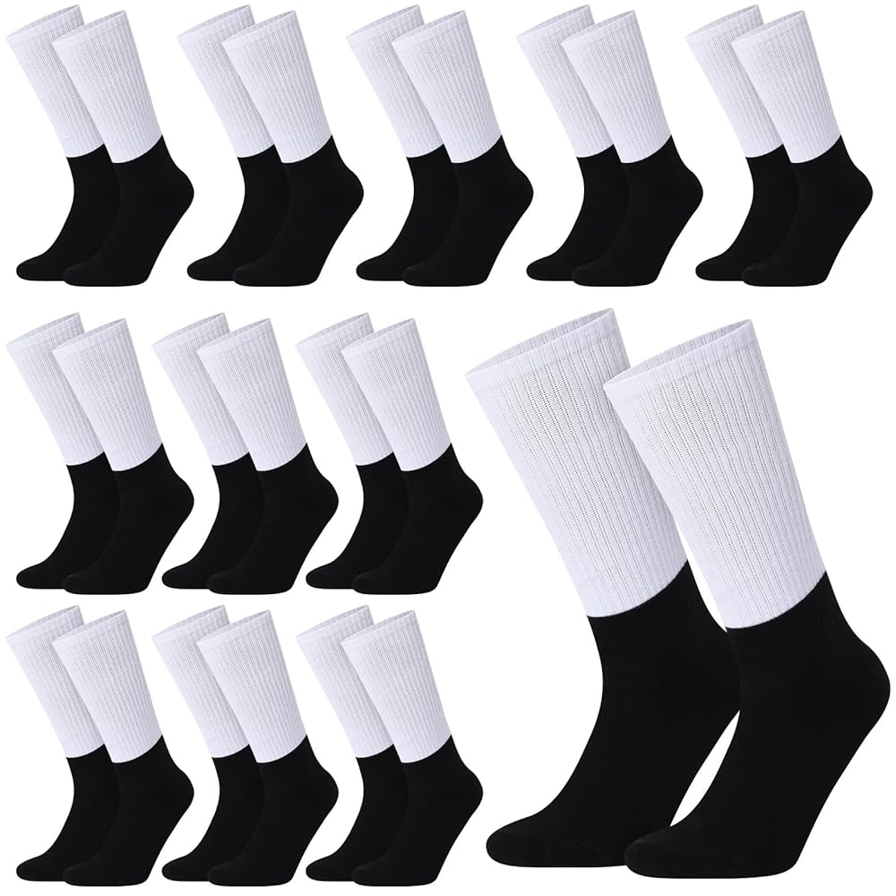 Cozypower 12 Pairs Sublimation Socks Blank Sublimation Printable Heat Transfer Cotton Socks Unisex Athletic Crew For Present DIY Personalized Women 