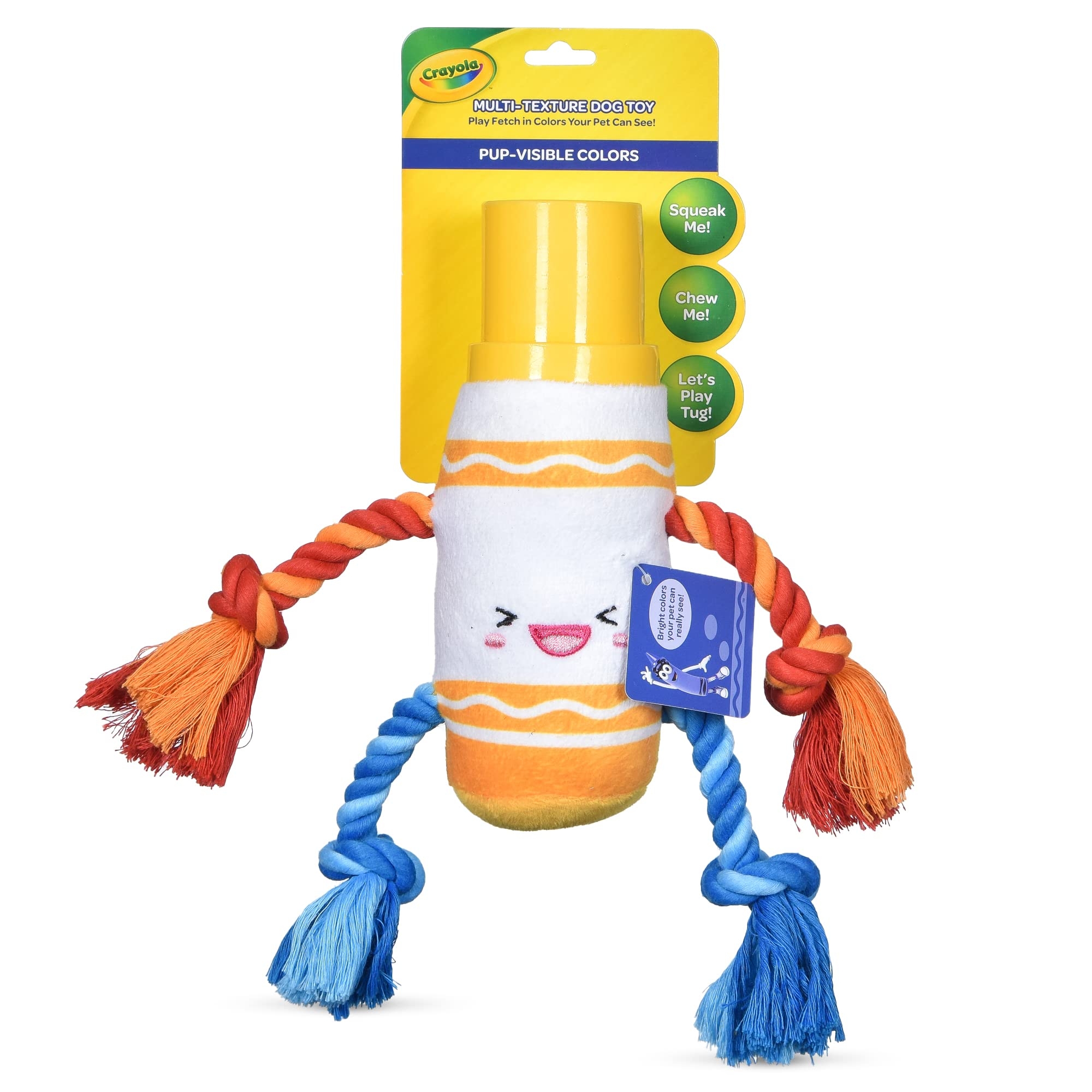 Crayola For Pets Yellow Marker Rope Plush Squeaker Dog Toy 6 Pup Visible Color Toys Dogs See Best Mixed Material Enrichment Dog Toy With Chew 