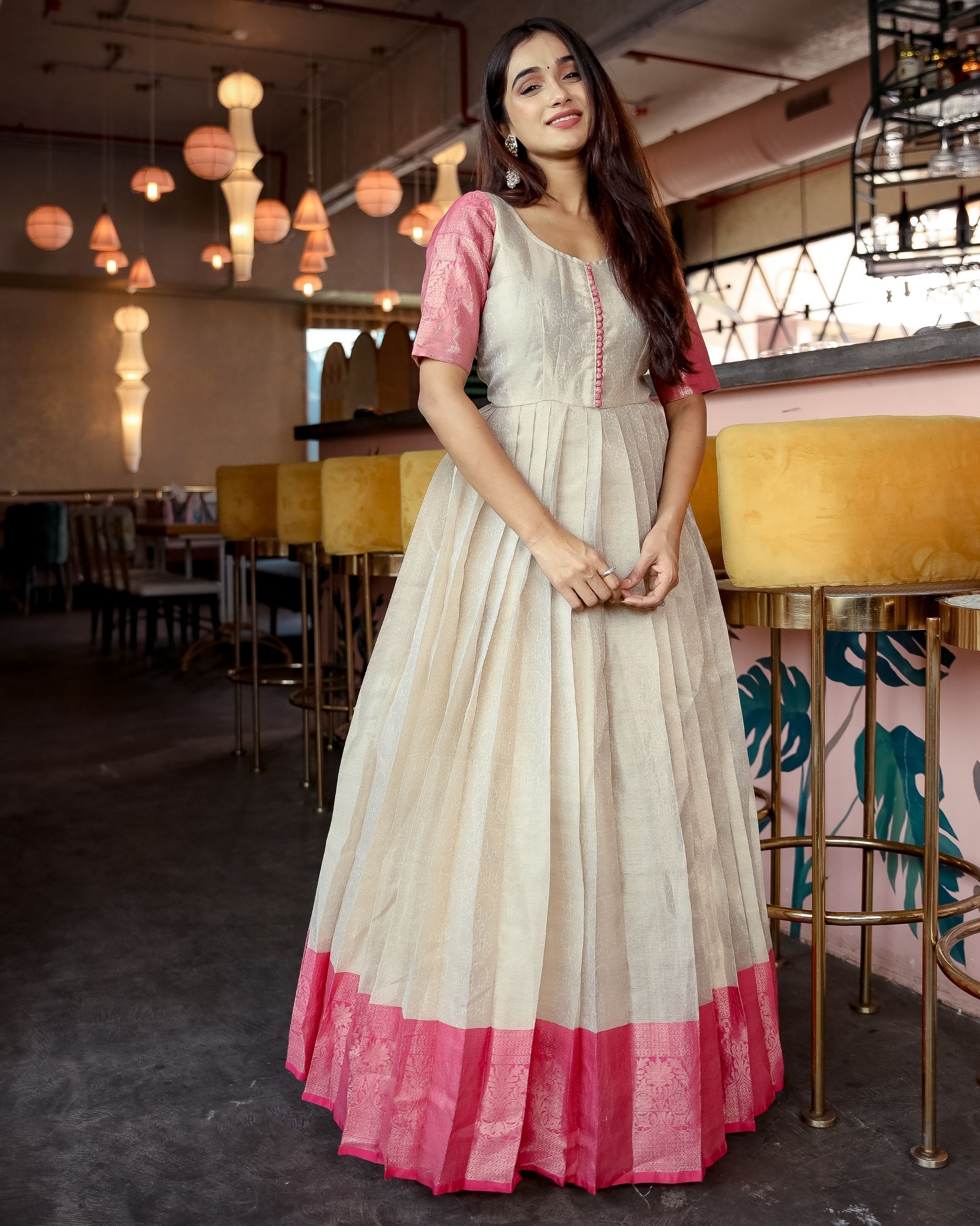 cream color long dress