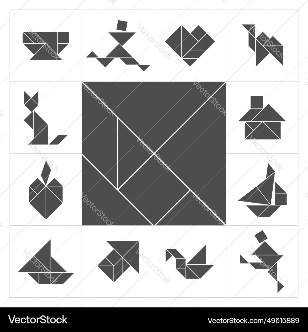 Creative Tangram Game Cover Template Royalty Free Vector