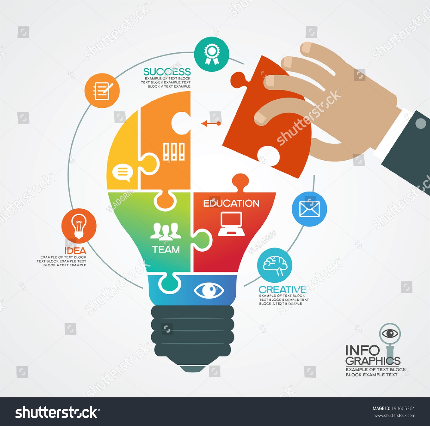 Creative Vector Template Light Bulb Puzzles Stock Vector Royalty 