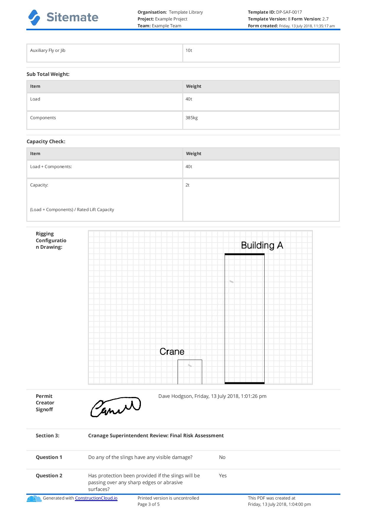 Critical Lift Plan Template Free And Customisable