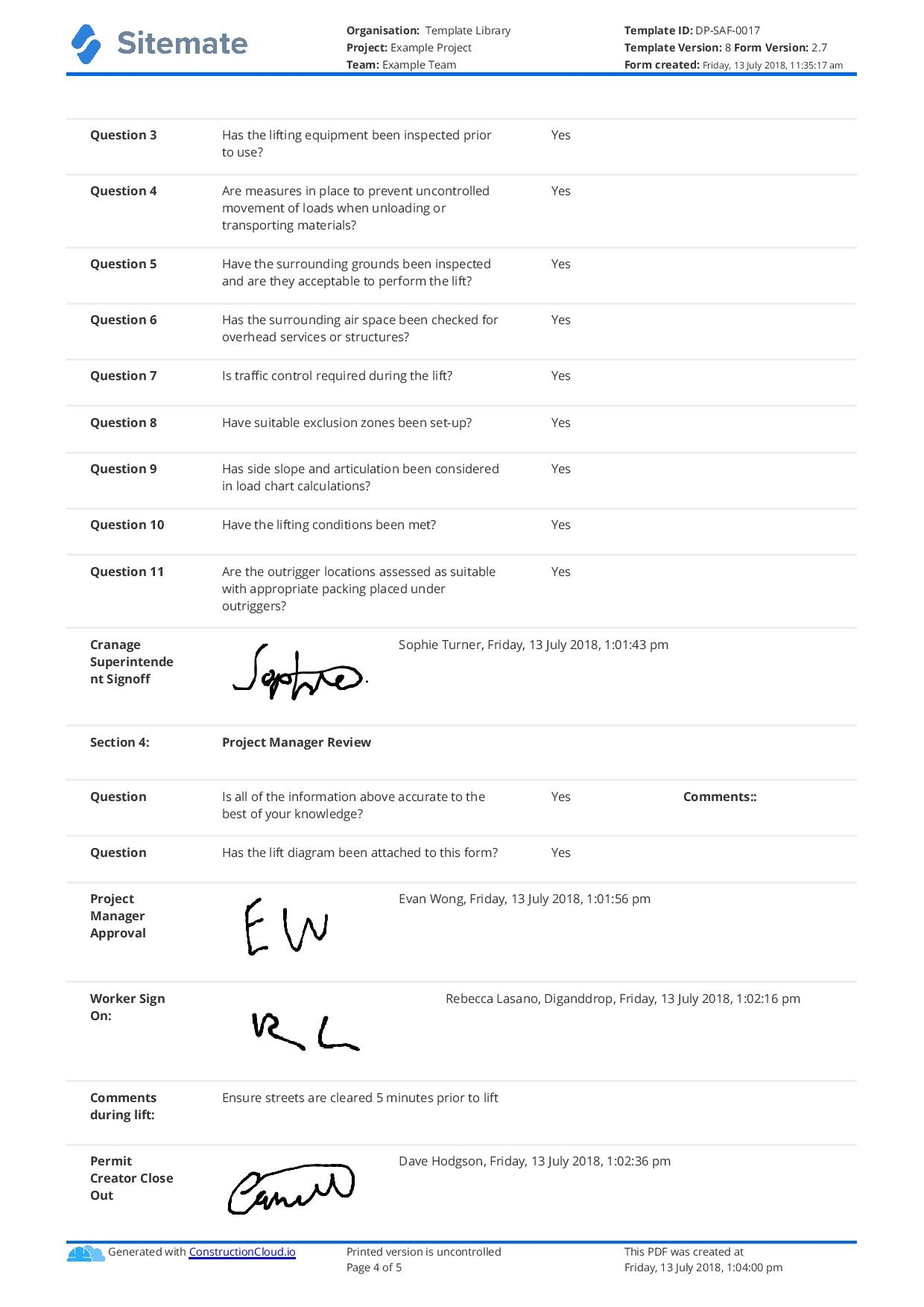 lift plan template