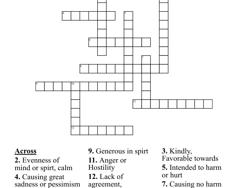 Crossword For Unit Ten Words WordMint