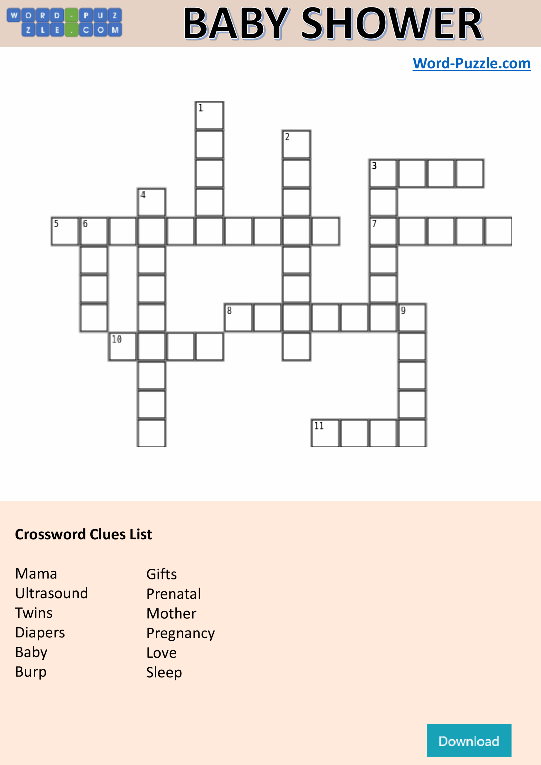 Crosswords Puzzle Baby Shower Templates At Allbusinesstemplates