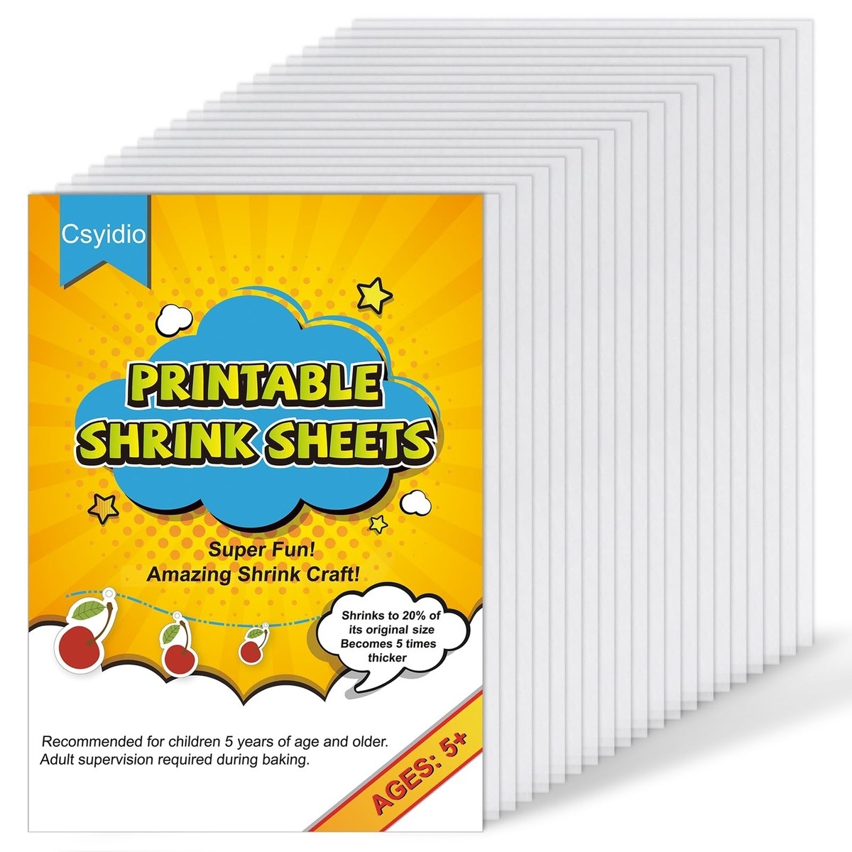 Csyidio 20 Pieces Printable Shrink Plastic Sheets Shrink Films 
