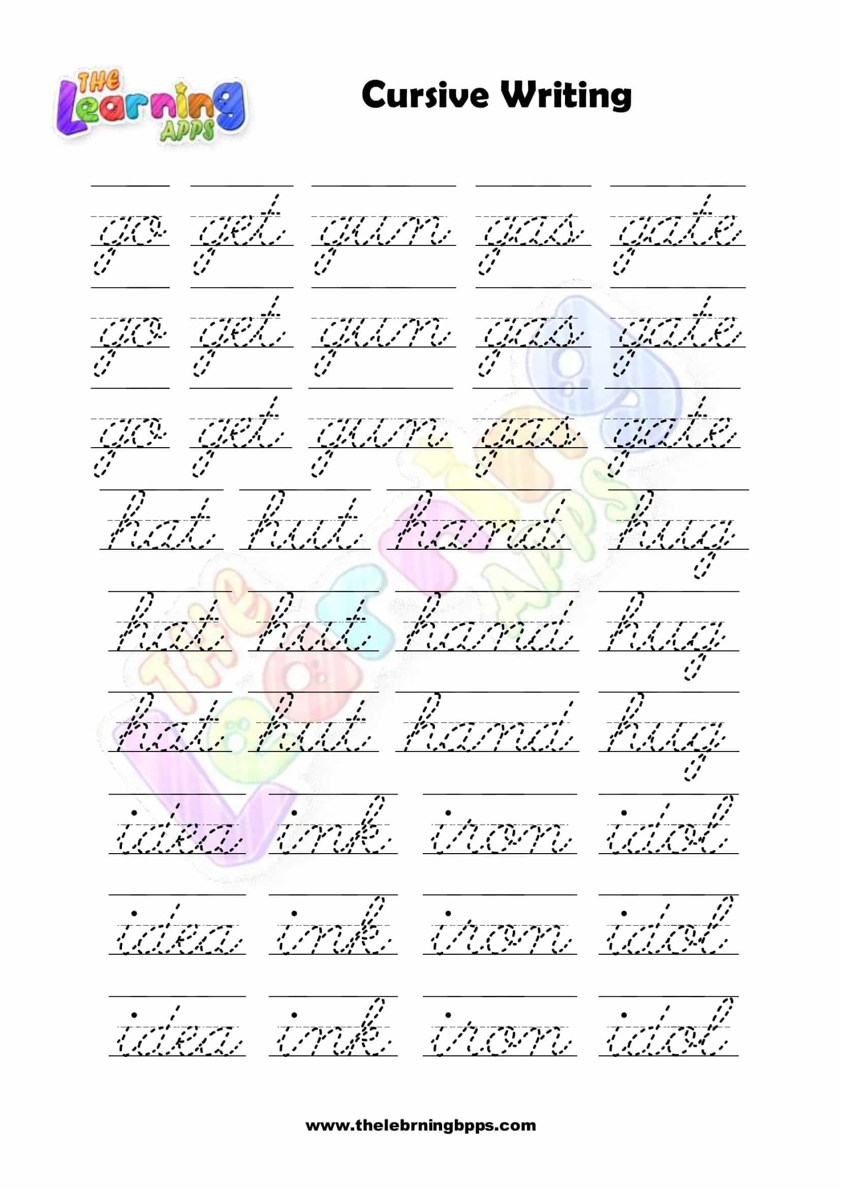 Cursive Handwriting Practice Worksheet Alphabets A z Your Home Worksheets Library