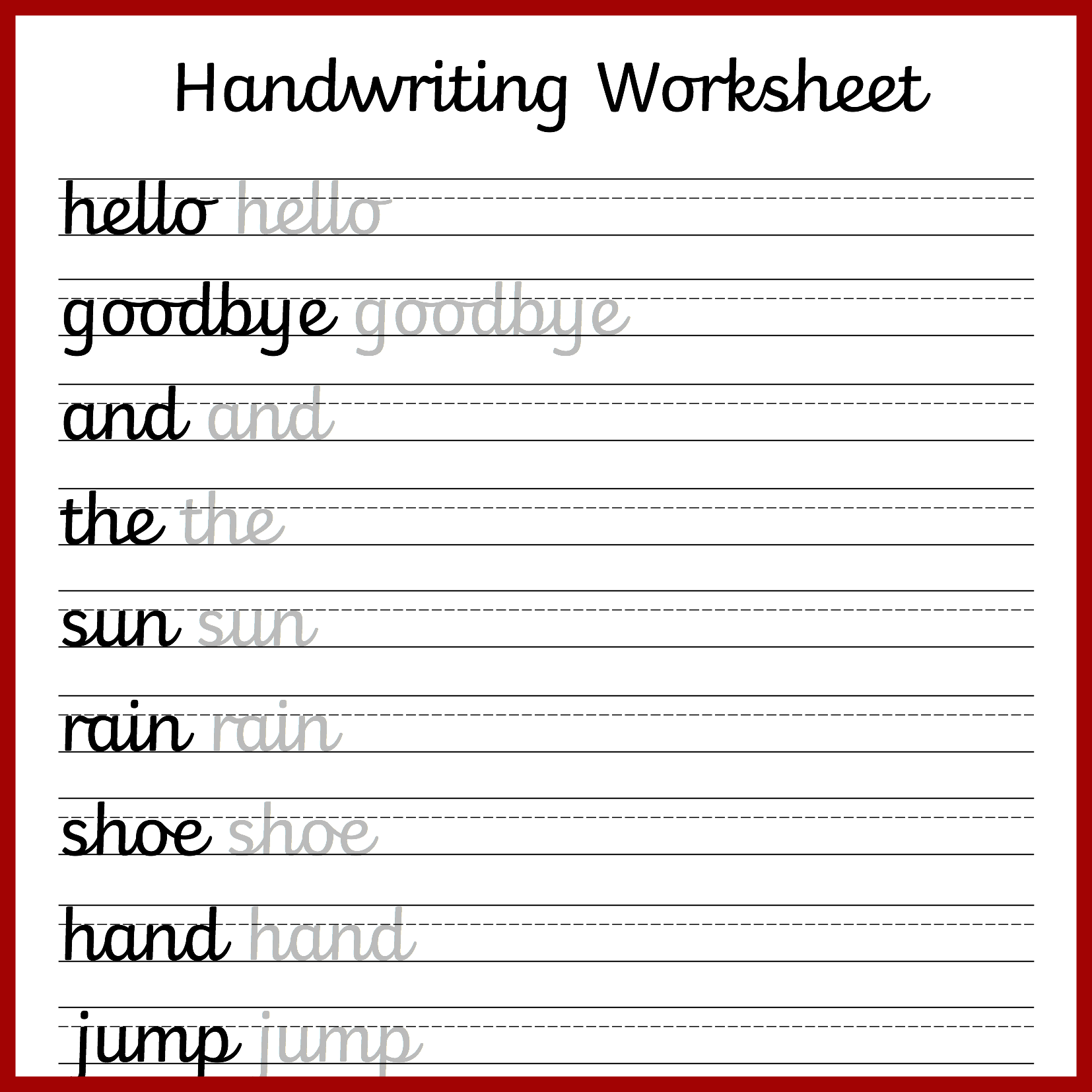 handwriting practice worksheet