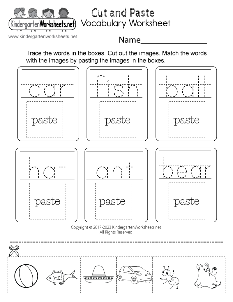 free cut and paste worksheets pdf