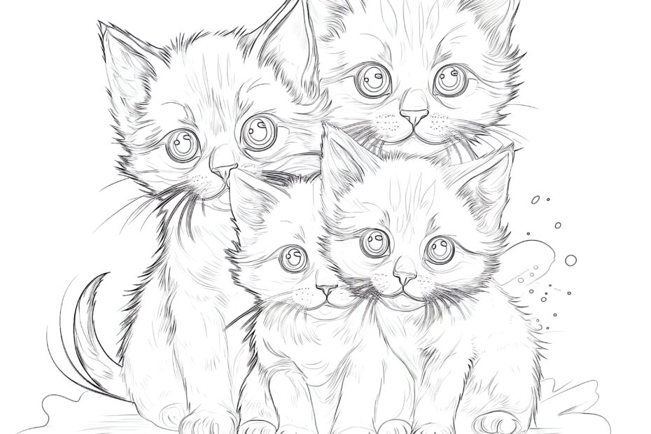 Cute Cats Coloring Page Coloring Pages Mimi Panda