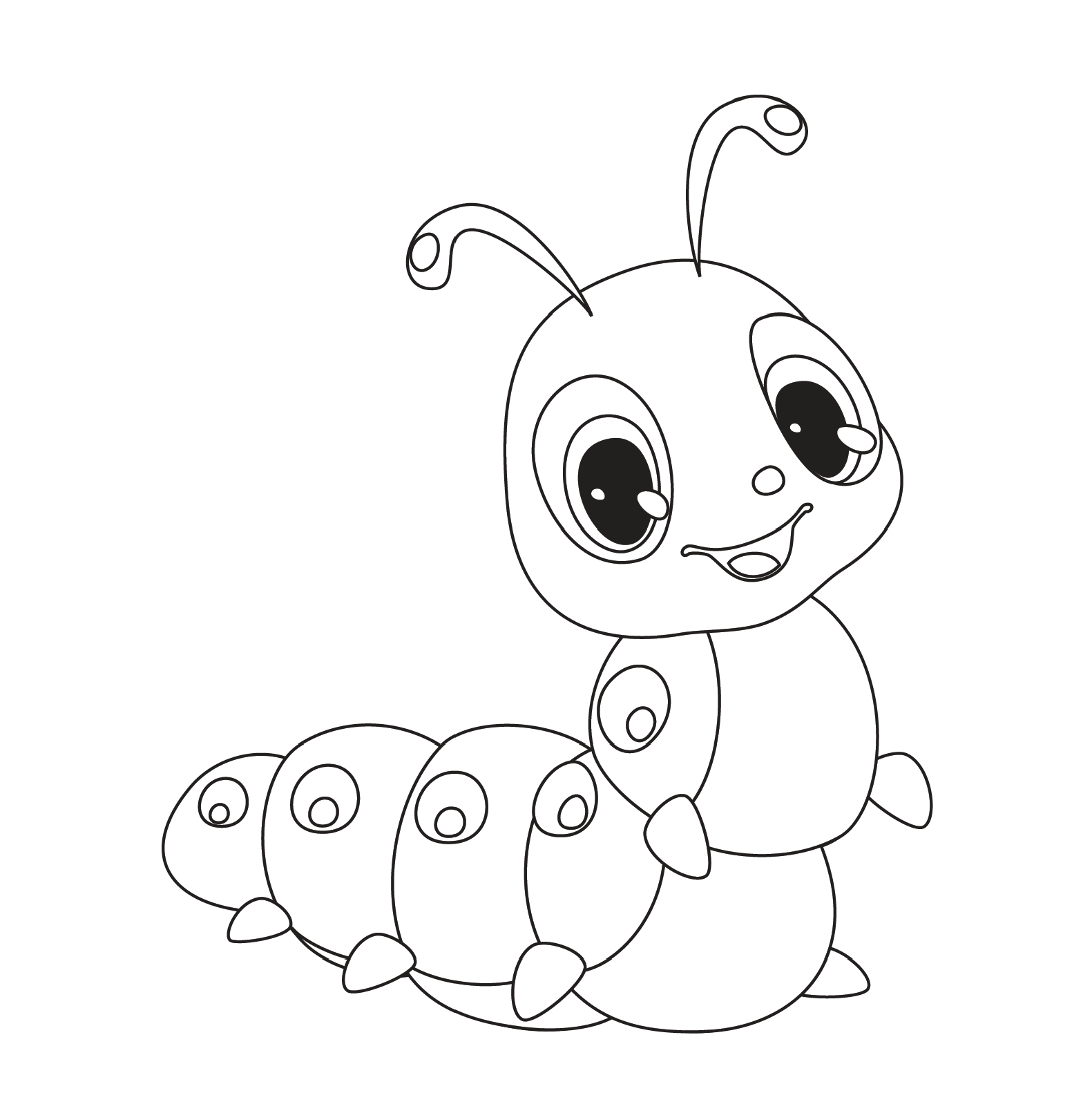 Cute Coloring Caterpillars Page For Kids Ashley Yeo