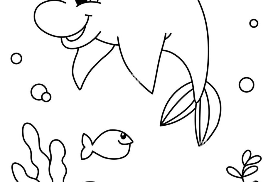 Cute Dolphin Coloring Page Ocean Animals Coloring Book For Kids Under The Sea Vector Illustration Underwater Cartoon Stock Vector Image U0026 Art Alamy