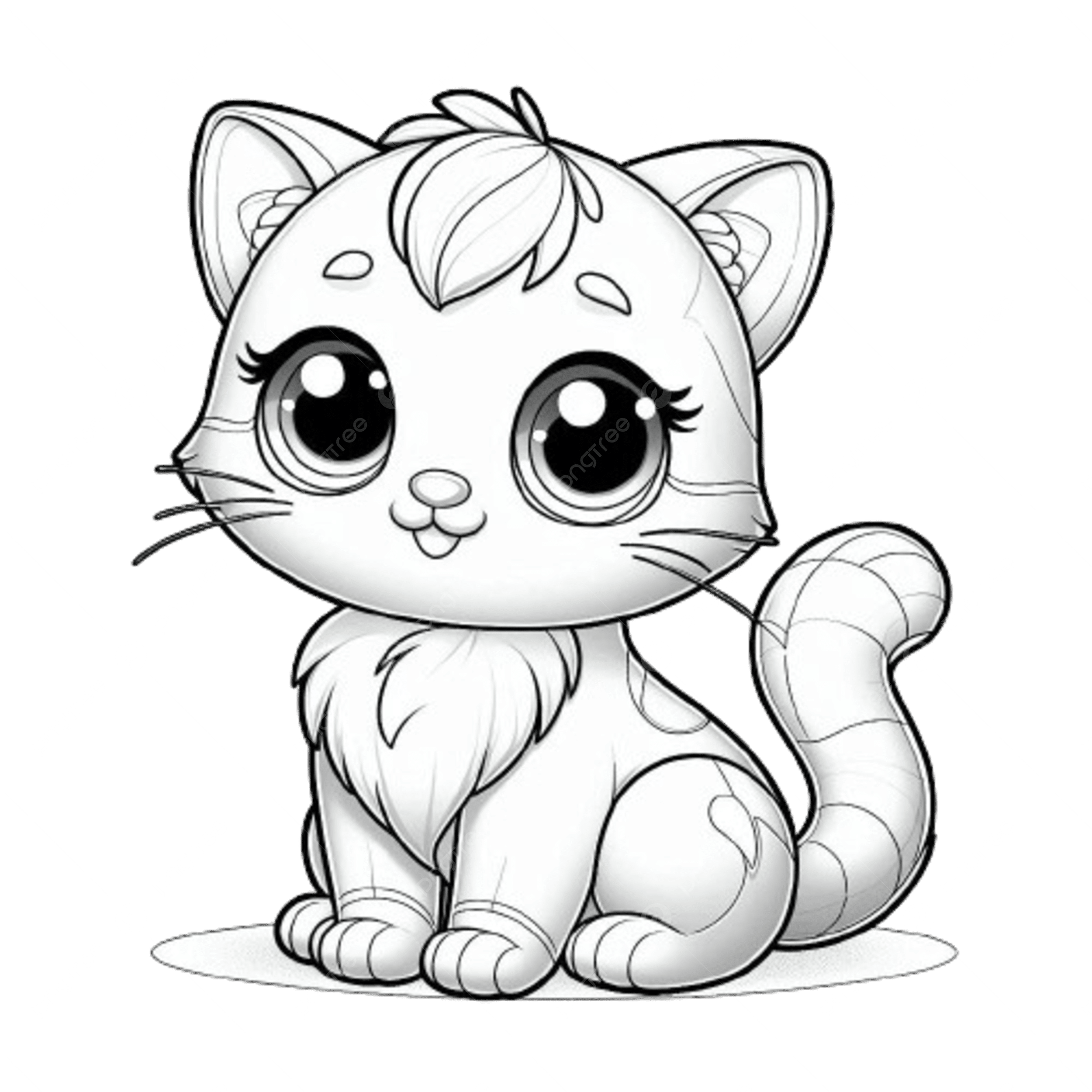 Cute Kawaii Cat Hand Drawn Coloring Book Line Art Cute Kawaii Hand Drawn Cute Coloring Book