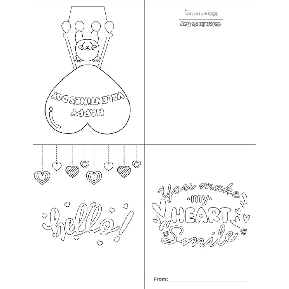 Cute Valentine Coloring Cards Free Foldable Printable Cards Kids Activities Blog