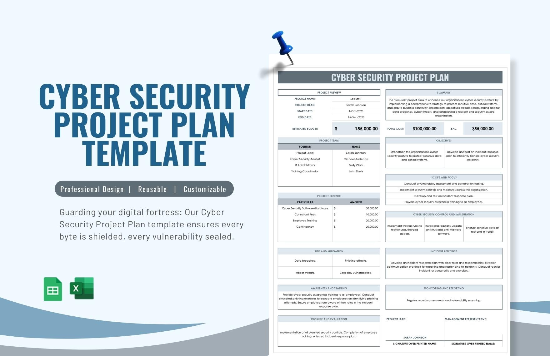 Cyber Security Project Plan Template In Excel Google Sheets Download Template