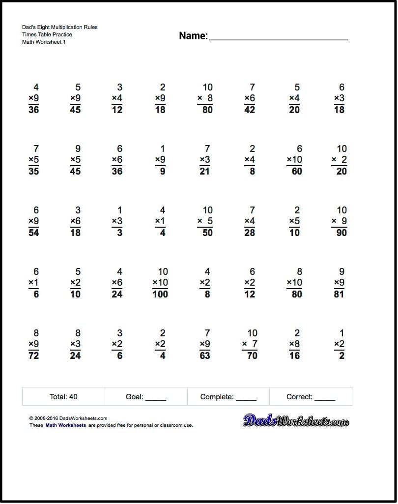 DadsWorksheets Free Printable Math Worksheets Worksheets 