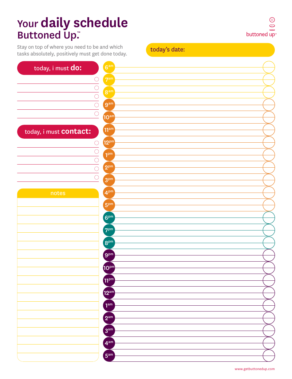 daily schedule planner template