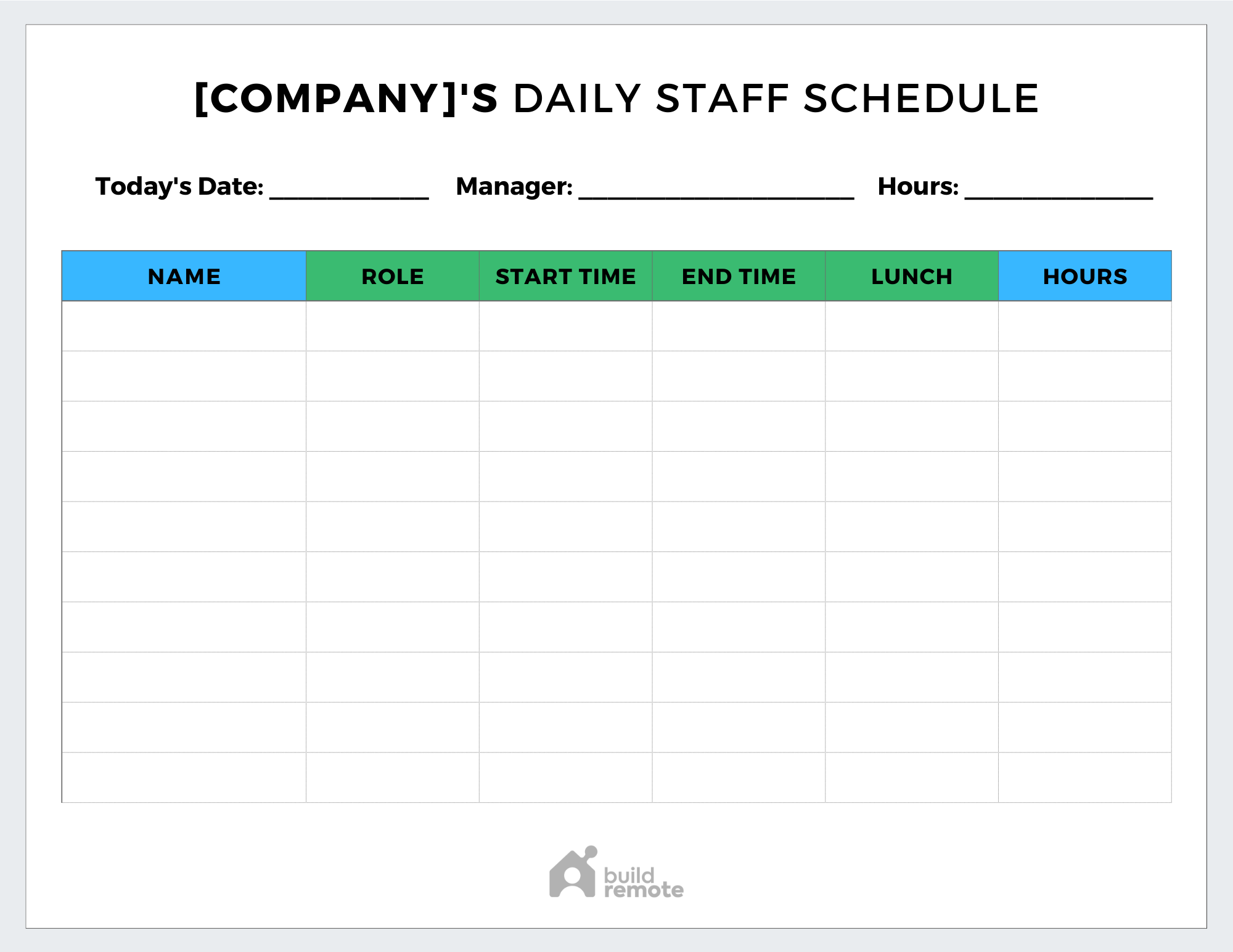 Daily Staff Schedule Template Buildremote