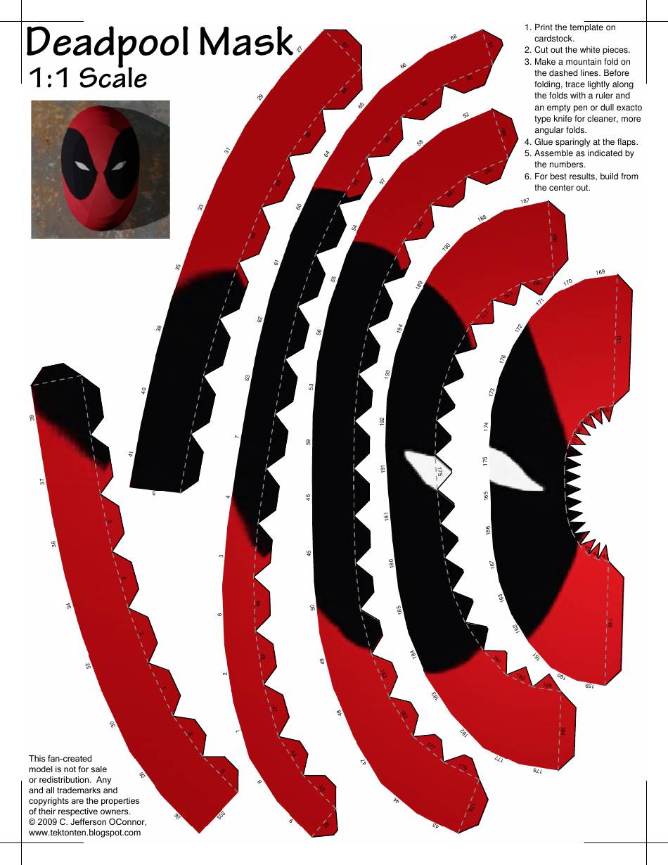 Deadpool Mask Template Original Download Printable PDF 