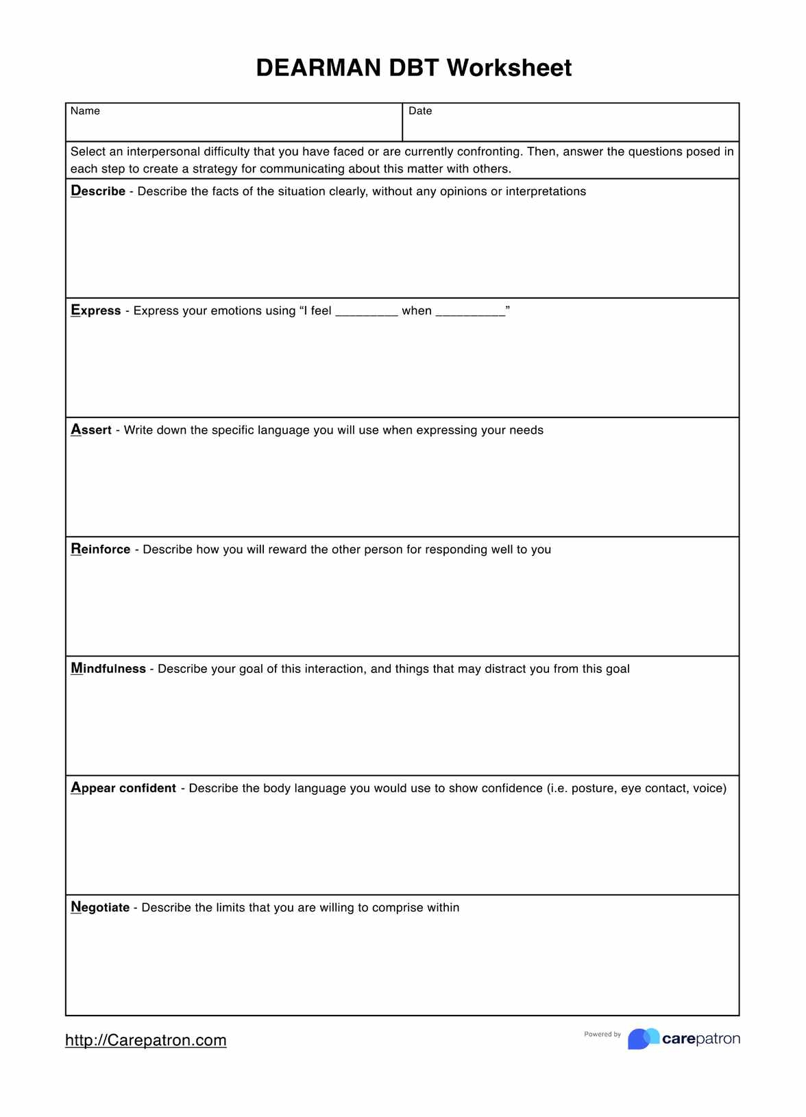 dialectical behavior therapy worksheets free