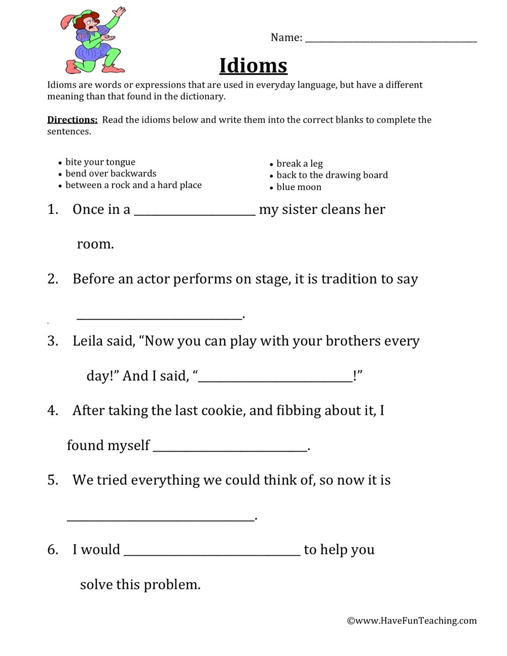 Defining Idioms Worksheet By Teach Simple